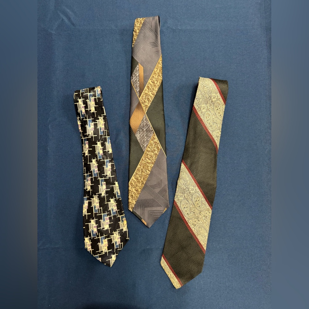Elegant Men's Tie Set - Black, Gold, and Gray
